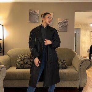 Danier Belted Genuine Leather Trench Coat